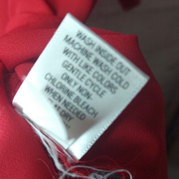 Dana Buchman Sz L Red Chiffon Slouch Shoulder Tuxedo Pleat Button Down Shirt - Picture 6 of 7